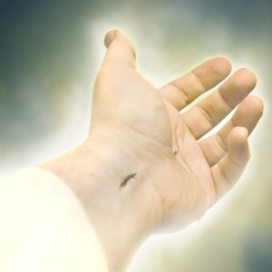 Christ's hand outstretched.